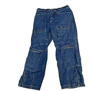 Vintage Patchwork Denim Jeans Size 38 Made in Macau Baggy Straight Leg 80s 90s